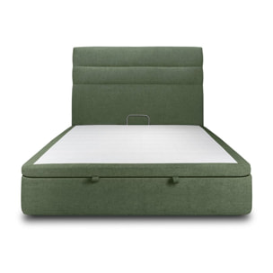 Lit avec sommier et tête de lit à lignes - Toile nattée au style contemporain - Adapté à tous les matelas, montage rapide - Lignes élégantes - Grand Rangement