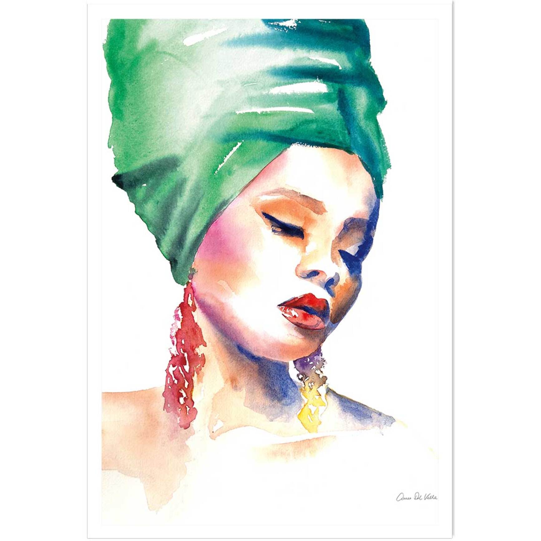 Affiche mode Portrait turban vert Affiche seule