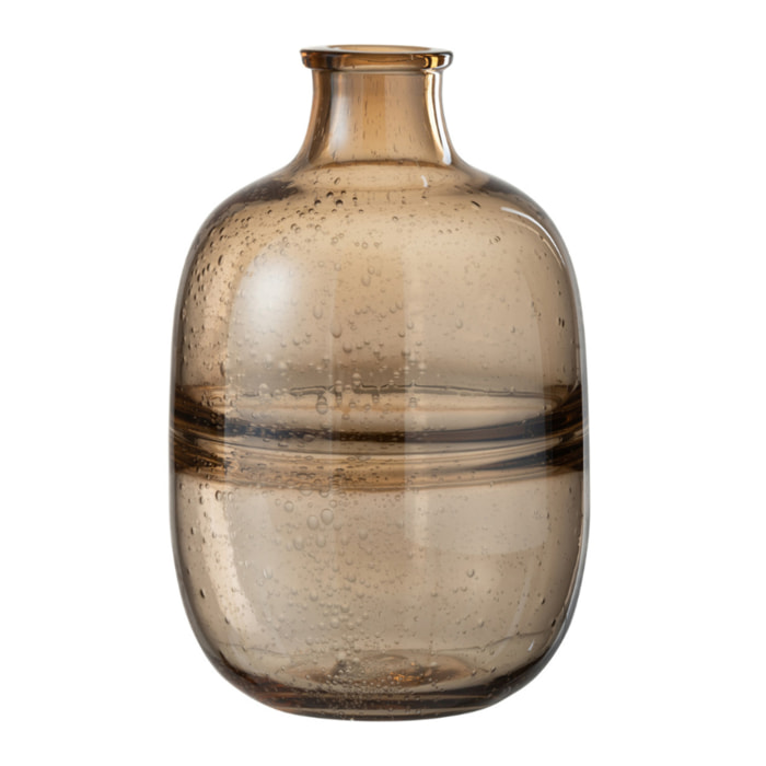 J-Line vase Rond Nervures - verre  - ambre - small - Ø 18 cm
