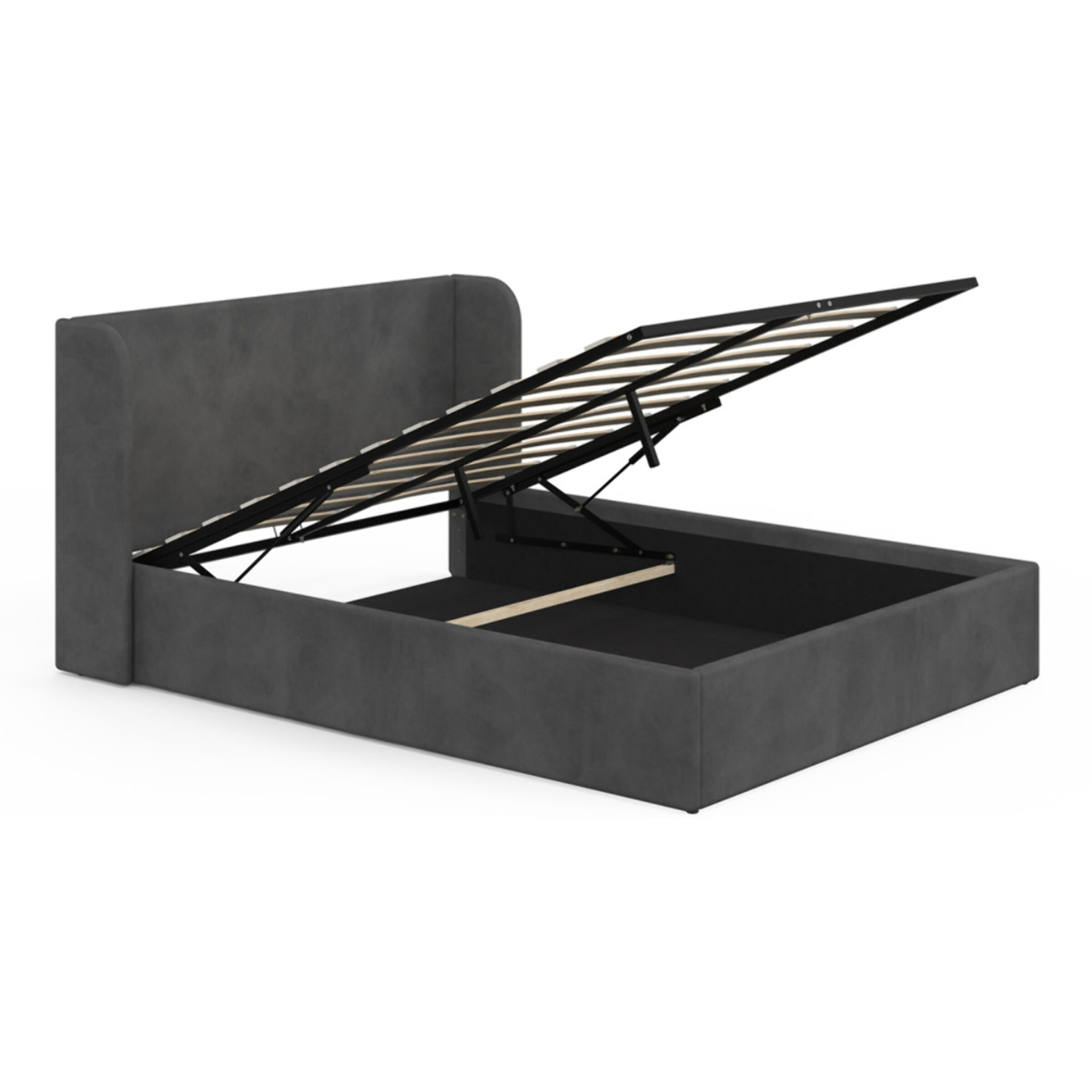 Lit coffre Lucia 140x190cm velours gris