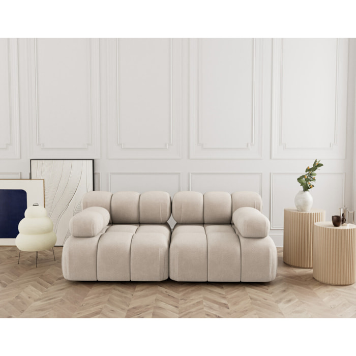 Ruby - canapé droit modulable 2 places en velours texturé - Beige