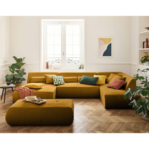 Onyx - pouf d'appoint - en velours côtelé - Jaune