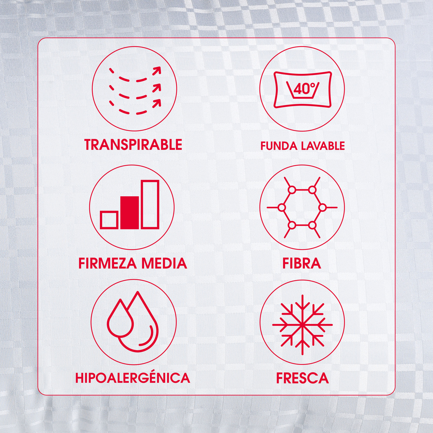 Almohada hipoalergénica de fibra | Cambiar de postura | Firmeza media | Cooper