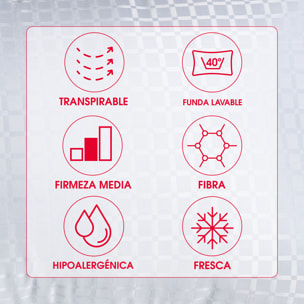 Almohada hipoalergénica de fibra | Cambiar de postura | Firmeza media | Cooper