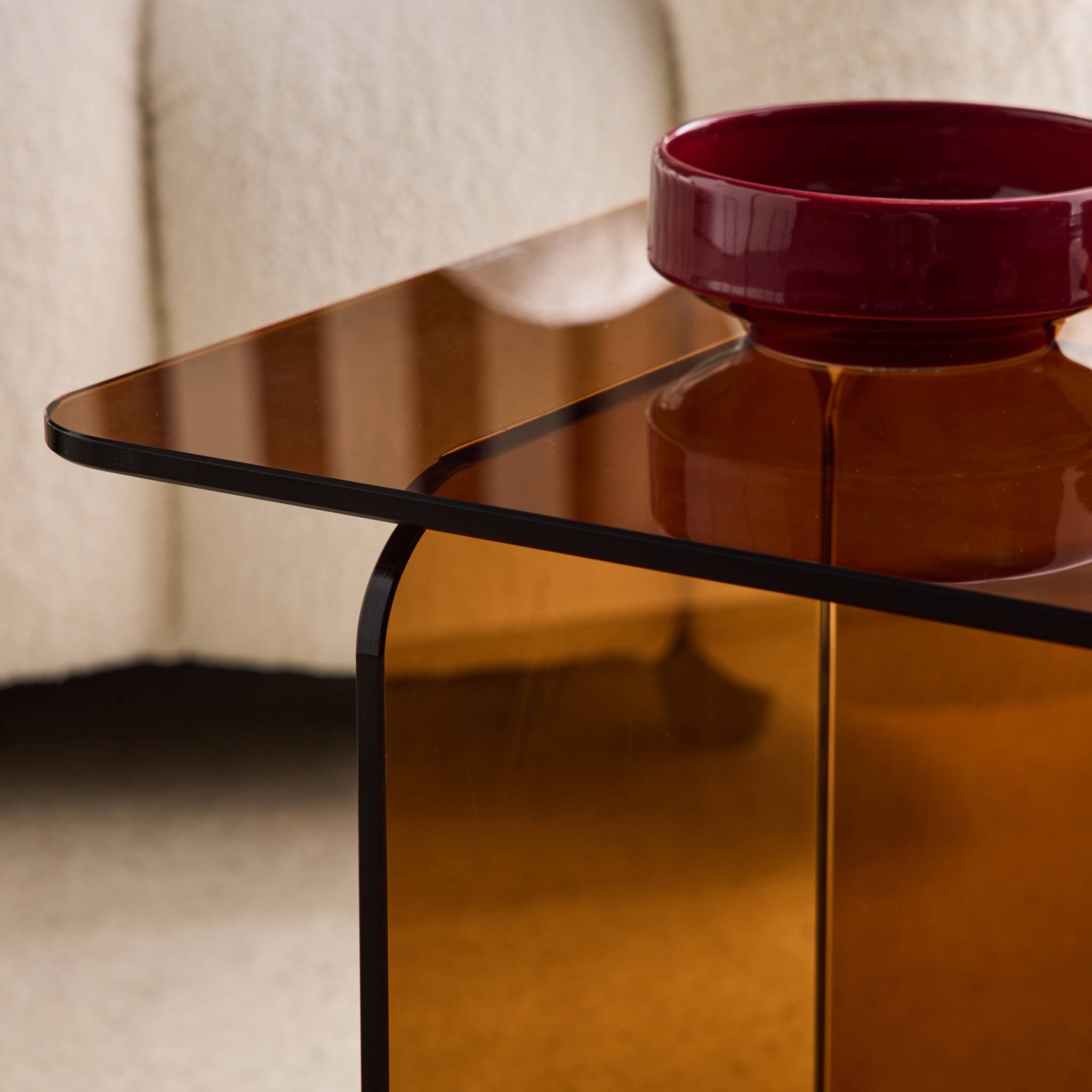 Table basse carrée verre trempé GLINTZ