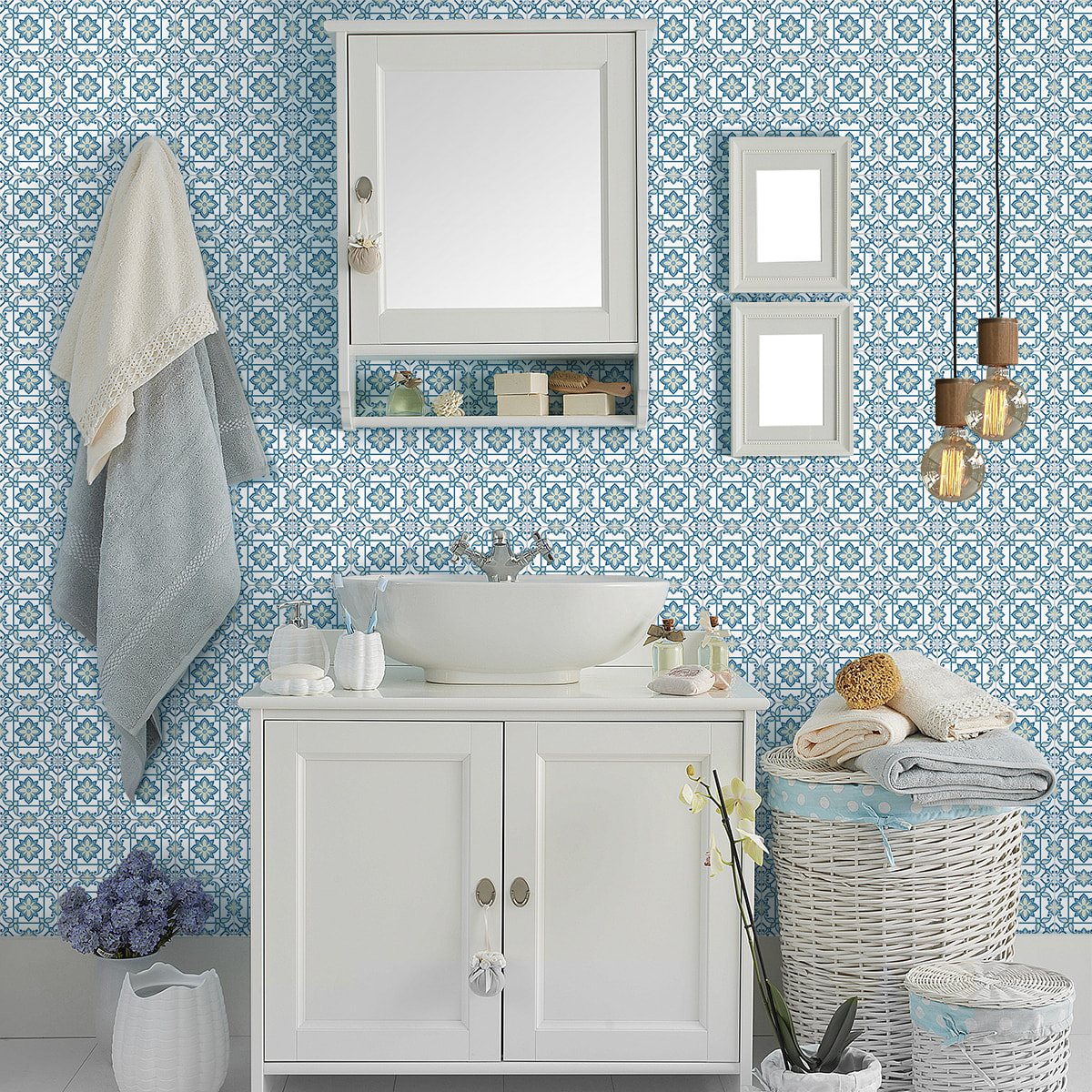 Stickers muraux - Sticker Mural Carrelage adhésif Cuisine Salle de Bain - 60 STICKERS CARRELAGES AZULEJOS CATANIA