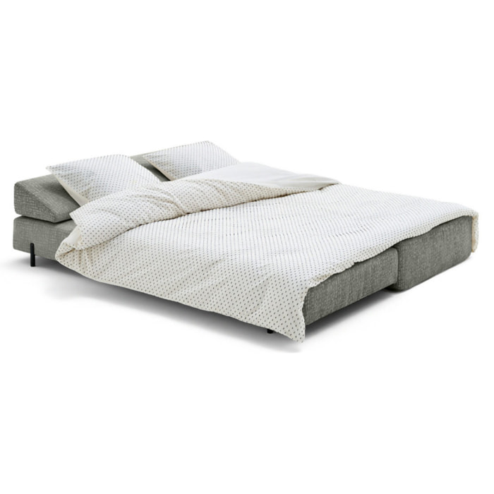 Brescia - banquette 3 places convertible en tissu velours relief - Gris