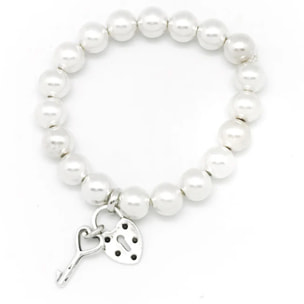 Pulsera llave y candado mini Love plata