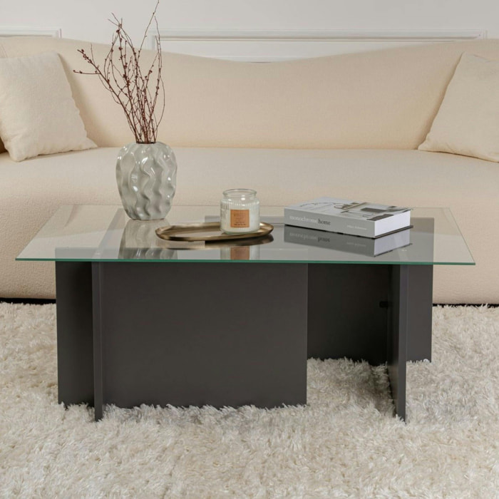 Table basse verre déstructurée – anthracite, H. 40 cm SALTA