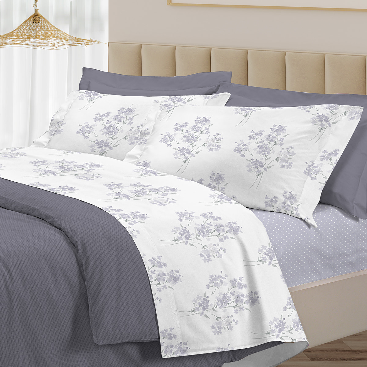 Completo letto primavera grigio