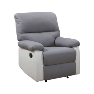 Fauteuil relax "Lincoln" - 90 x 89 x 103 cm - Blanc/Gris clair