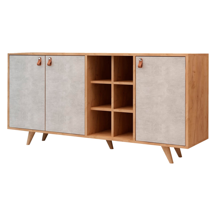 Mueble de roble blanco con 100% tablero aglomerado rechapado en melamina.