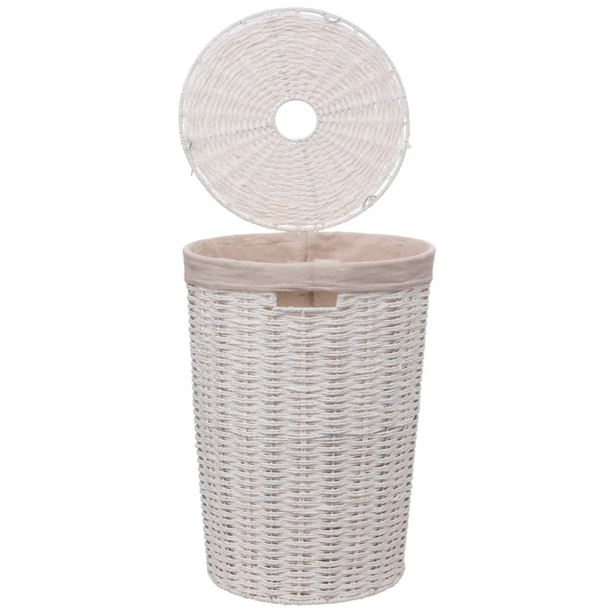 Panier à linge rond 40L "Vannerie" blanc