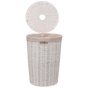 Panier à linge rond 40L "Vannerie" blanc