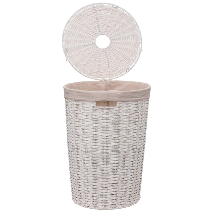 Panier à linge rond 40L "Vannerie" blanc