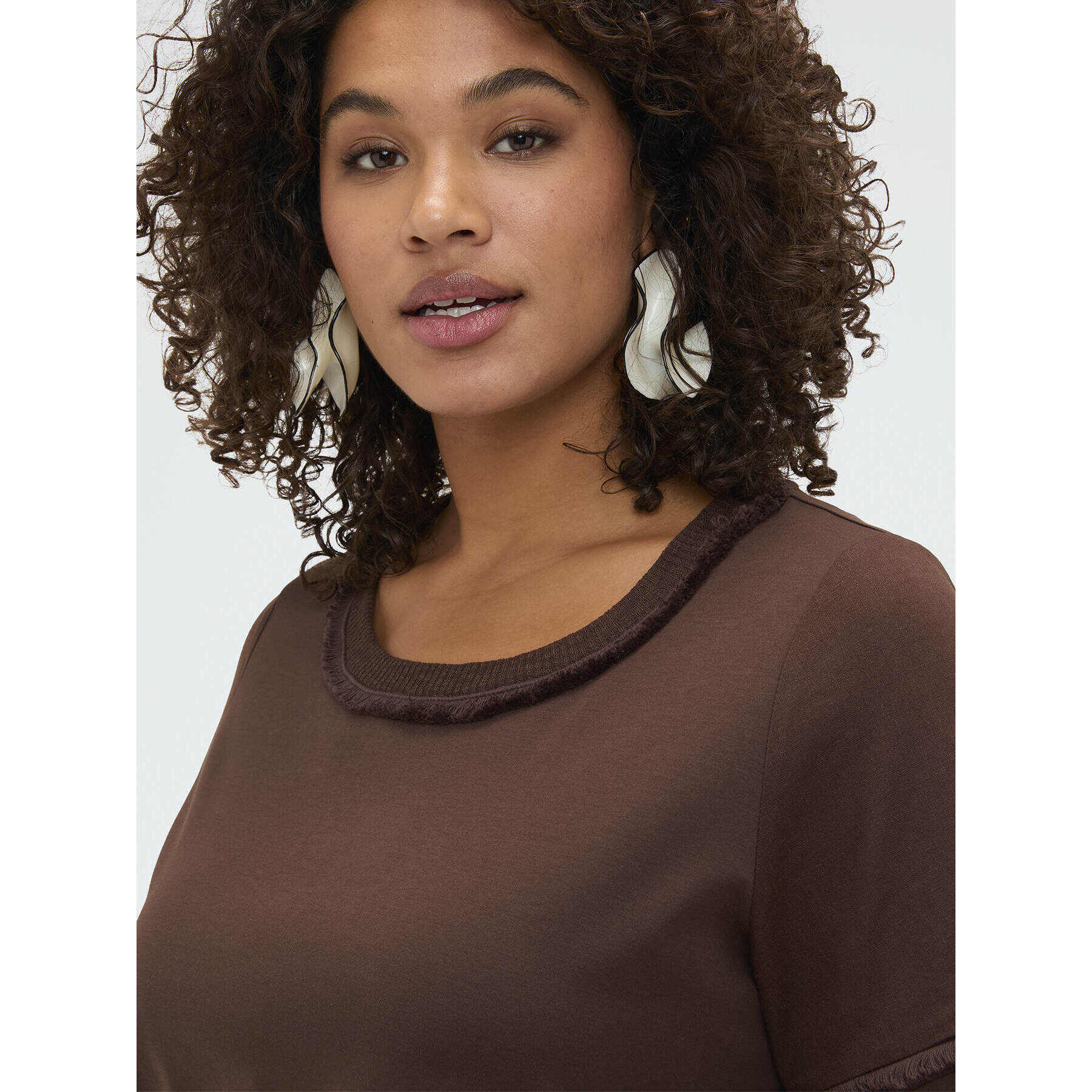 Fiorella Rubino - Camiseta bimaterial en mezcla de lino - Marrón