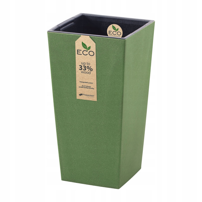 Macetero con inserto Prosperplast Urbi Square Eco 26,6 L en color verde