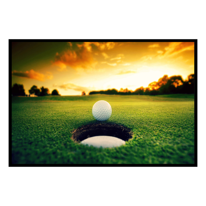 Affiche encadrée golf au coucher du soleil Affiche + cadre en métal - Noir