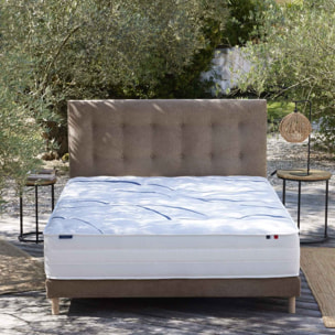 Ensemble matelas mémoire de forme MEMORIA avec sommier, chenille bouclettes moka