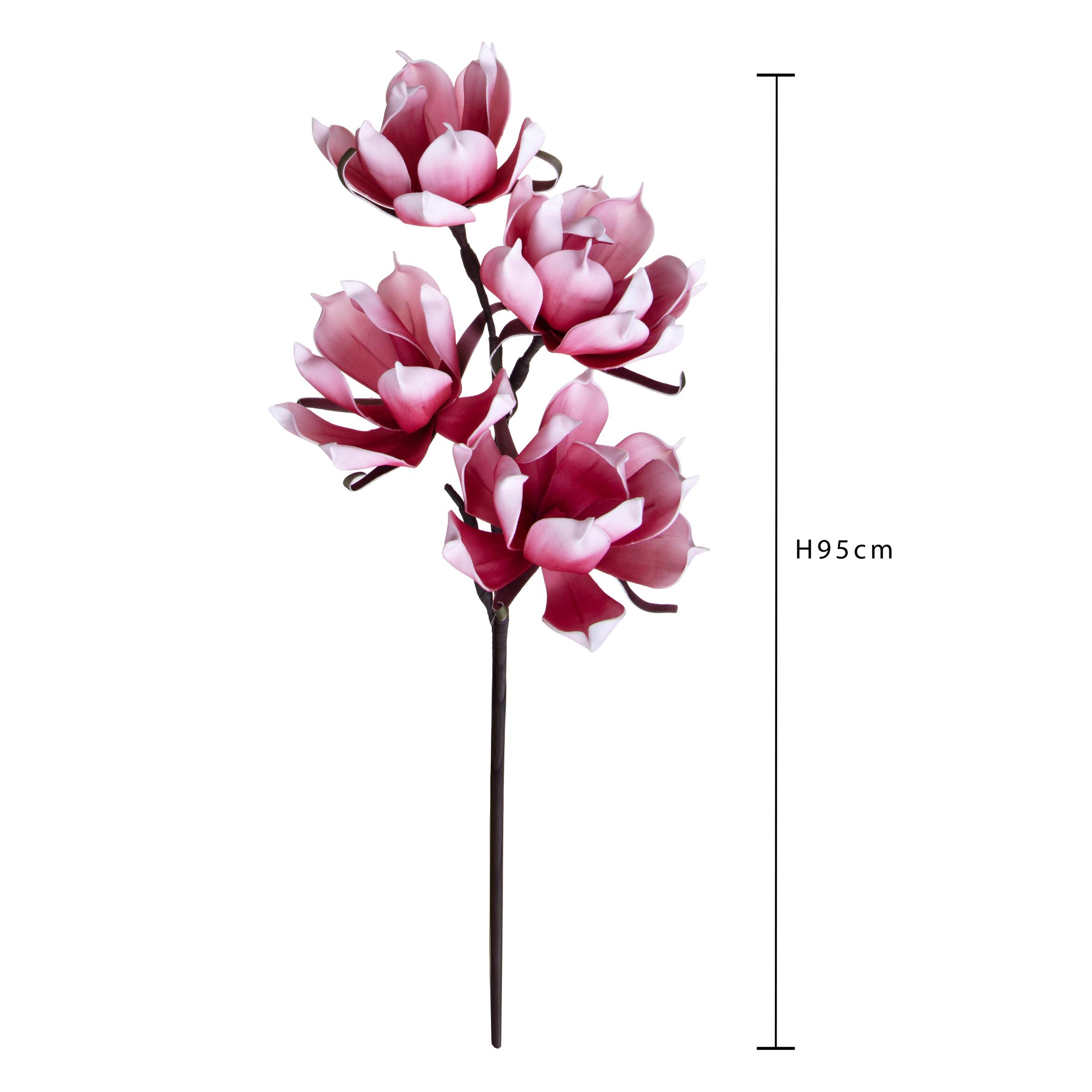 Magnolia artificiale - Pezzi 3 - 20xH95xD10cm - Rosa Chiaro - Bianchi Dino SPA