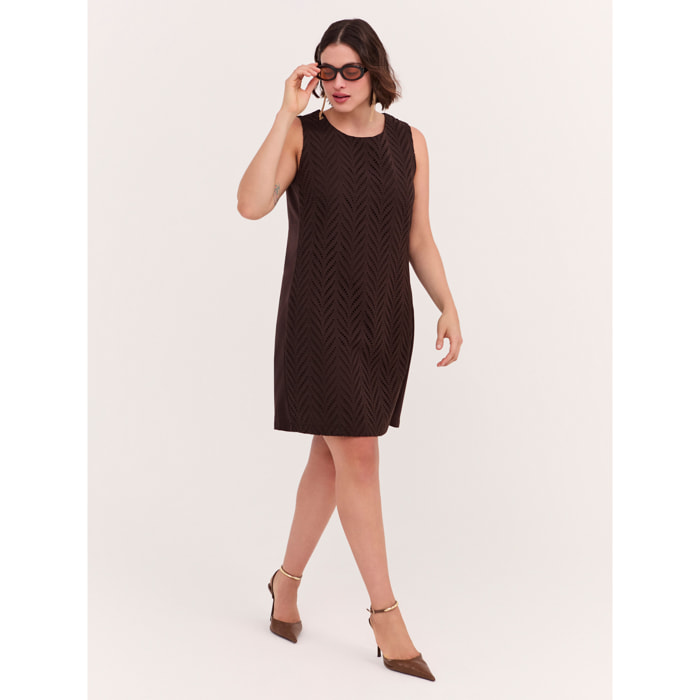 Fiorella Rubino - Vestito a tubino Glam in sangallo - Marrone