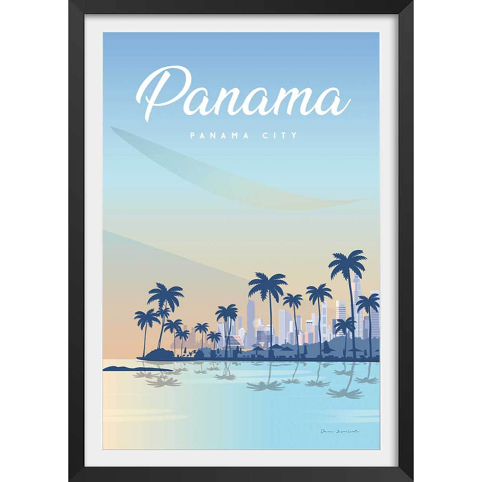 Affiche voyage Panama city Affiche sous cadre noir