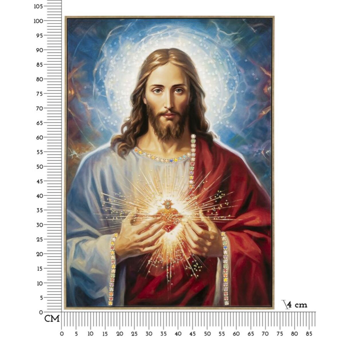 DIPINTO SU TELA LACCATO JESUS C/CORNICE CM 72X4X102