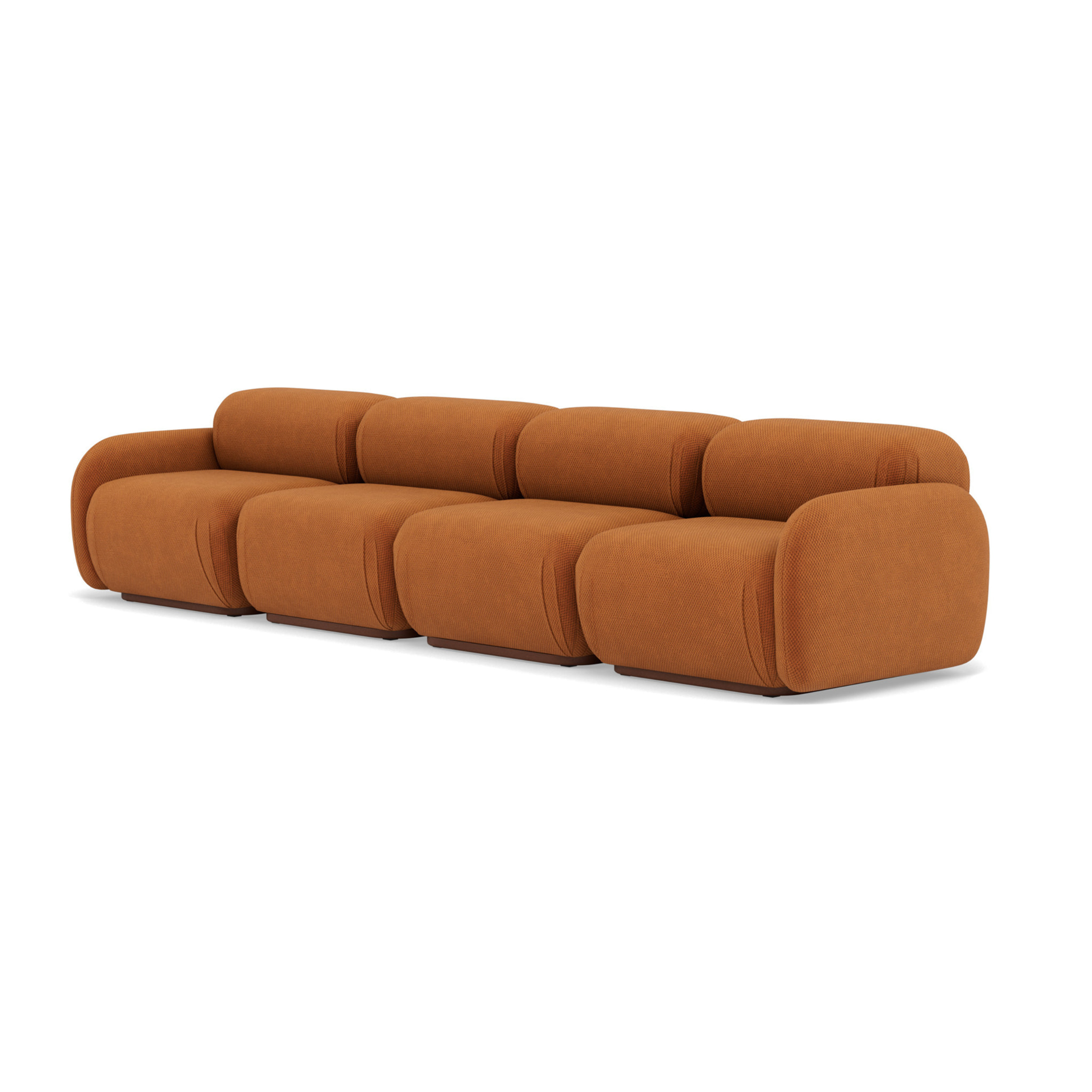 Penelope - canapé droit modulable 4 places en velours texturé - Terracotta