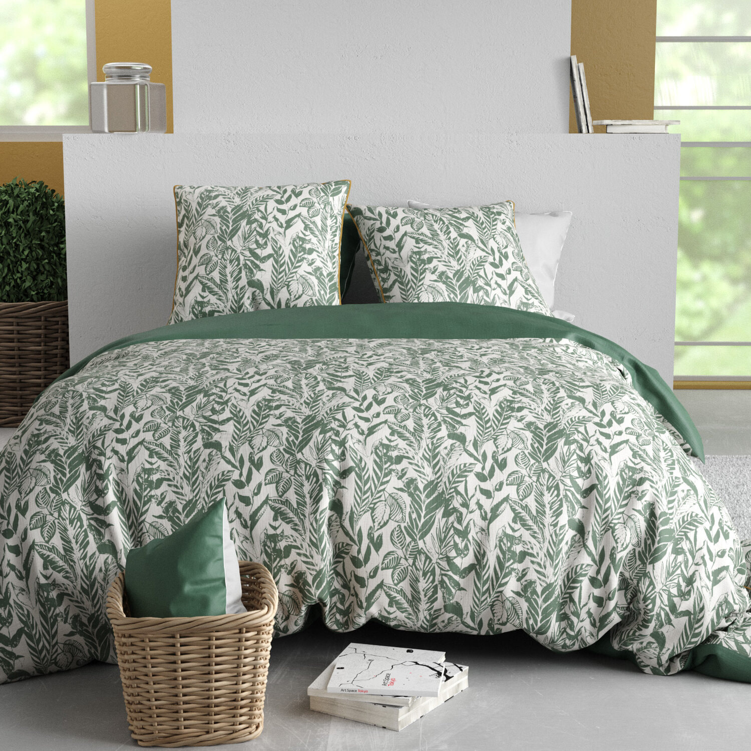 Parure housse de couette imprimé 100% coton - mangrove