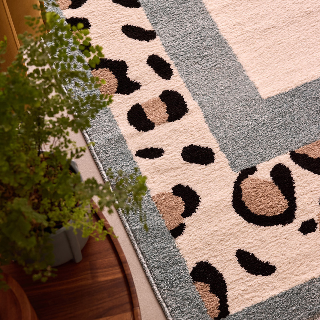 LEOVAH - Tapis de salon bleu à motif léopard