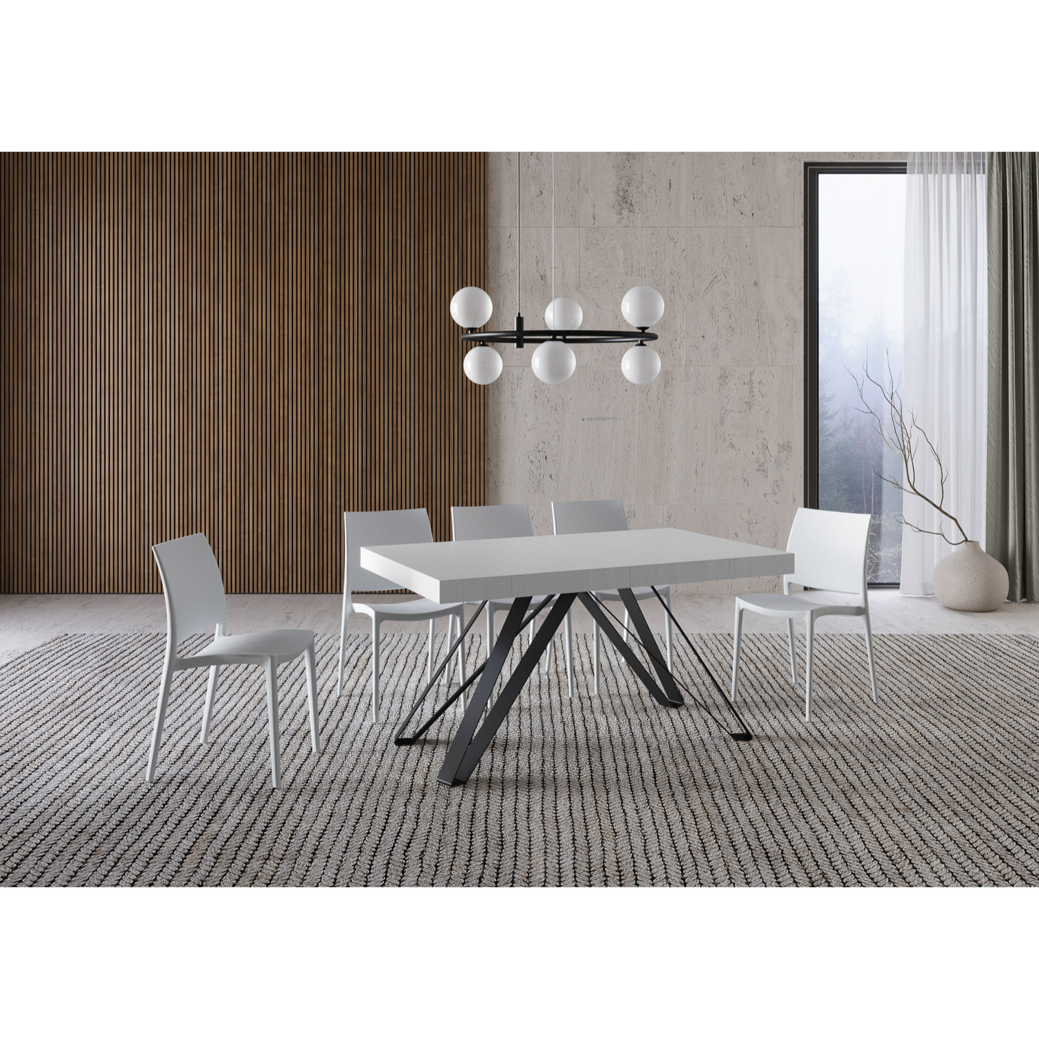 Tavolo allungabile 90x160/420 cm Terium bianco frassino gambe antracite