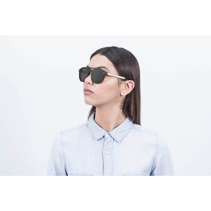 Gafas de sol OCEAN SAN MARINO - Negro mate con patillas de metal dorado y / Plana ahumada