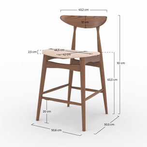 Lot de 2 chaises pour ilot central 63,5 cm en tissu beige et bois - Josette