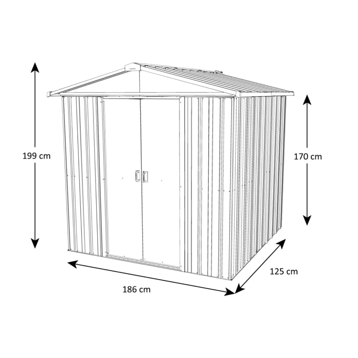 Abri de jardin métal aspect bois Yardmaster 2,3 m² + kit d'ancrage