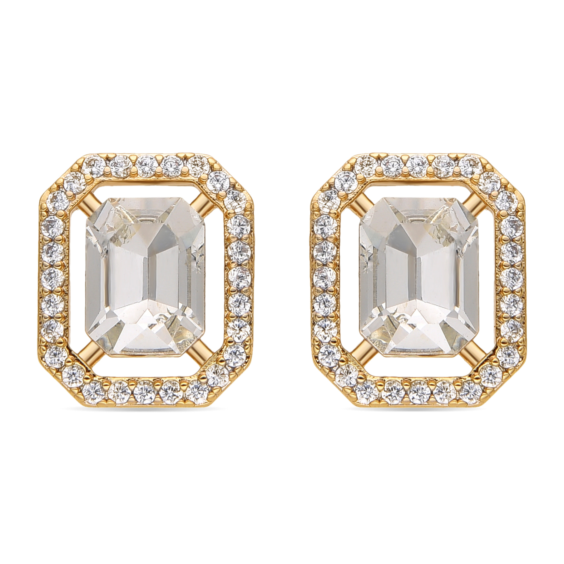 Pendientes con Circonita Brillante acabado oro 18k