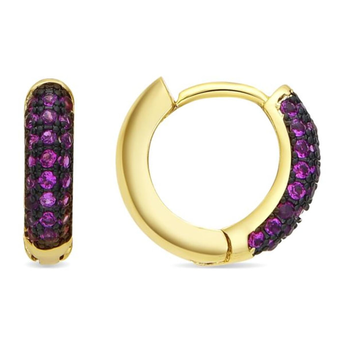 Pendientes acabado oro amarillo de 18k y Circonita Rubí