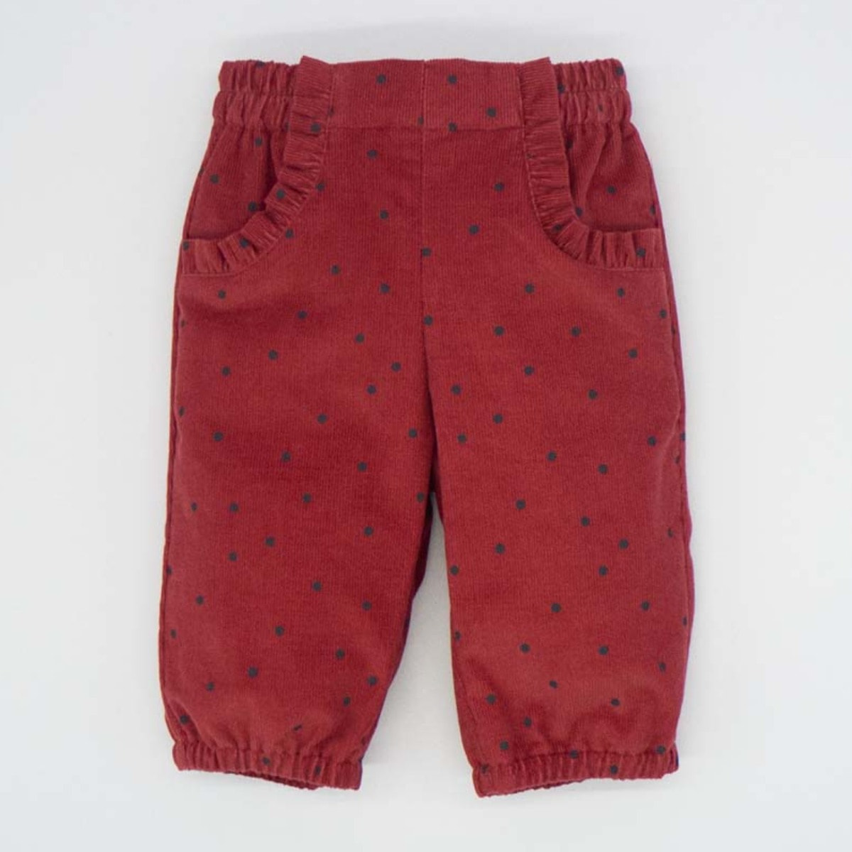 PANTALÓN PANA LUNARES ROJO