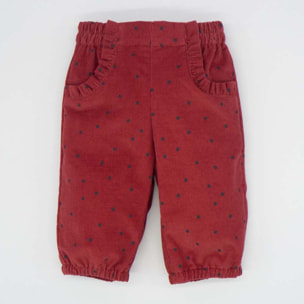 PANTALÓN PANA LUNARES ROJO