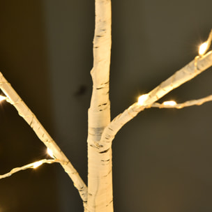 Outsunny árbol de Abedul 150 cm de Altura con 210 Luces LED en Blanco Cálido Ramas Flexibles y Base para Decoración de Fiestas Cumpleaños Bodas 20x20x150 cm Blanco