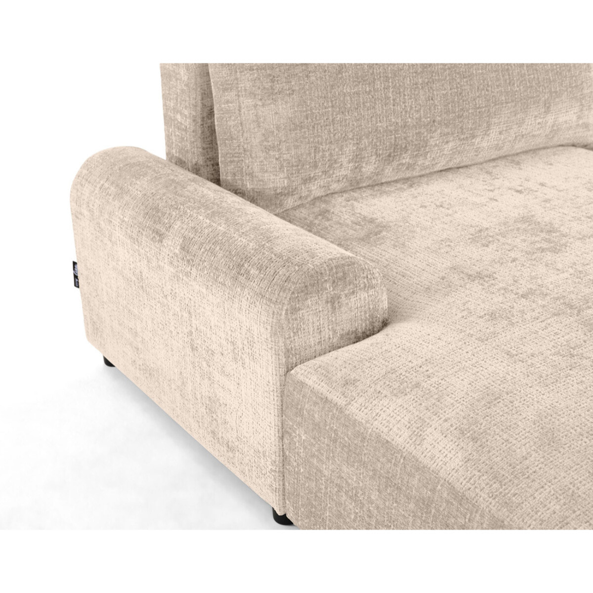 Nelly - canapé d'angle gauche 4 places convertible avec coffre en velours texturé - Beige