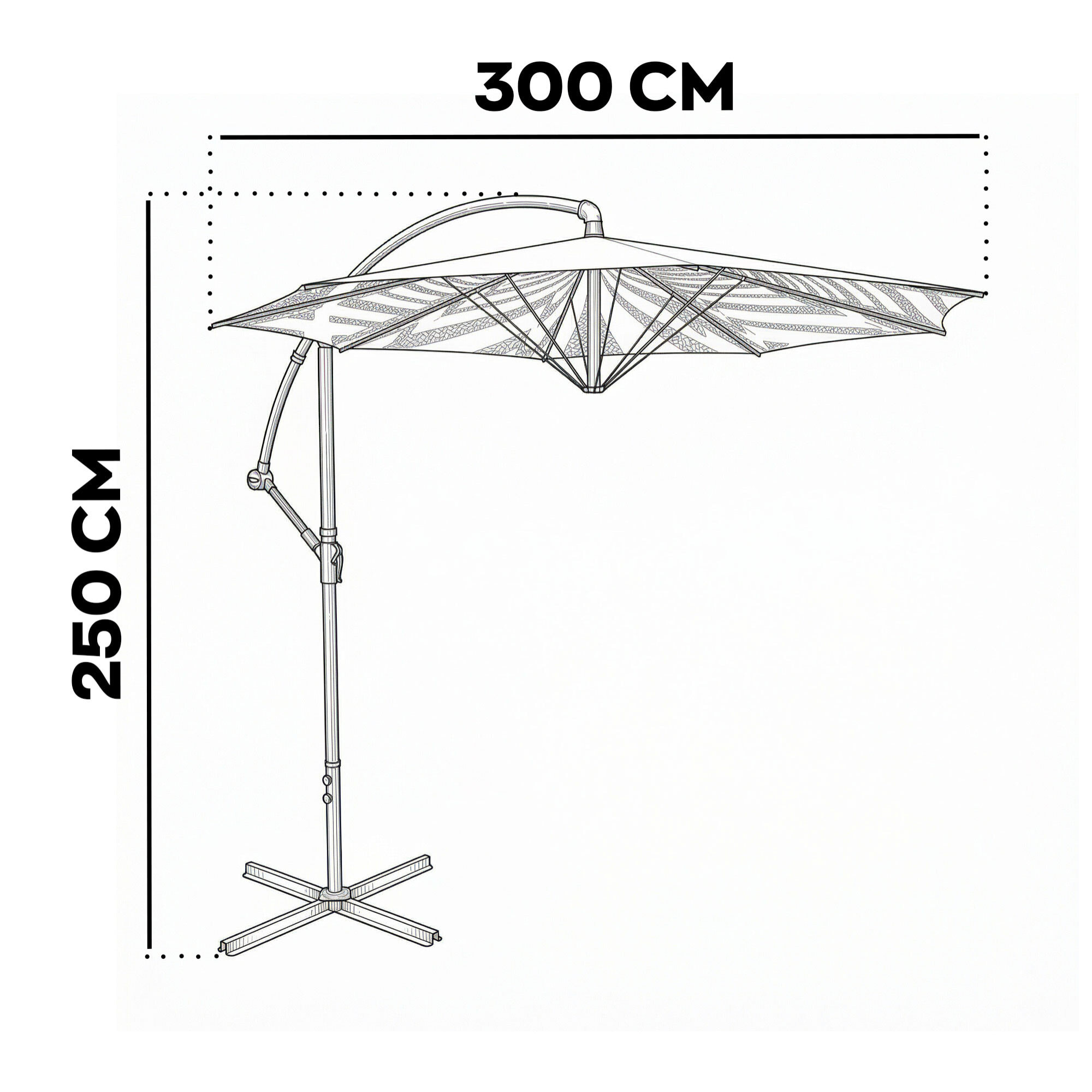 Stadia - Ombrellone da giardino decentrato ø 300 cm con palo in acciaio H250 cm beige