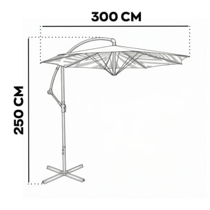 Stadia - Ombrellone da giardino decentrato ø 300 cm con palo in acciaio H250 cm beige