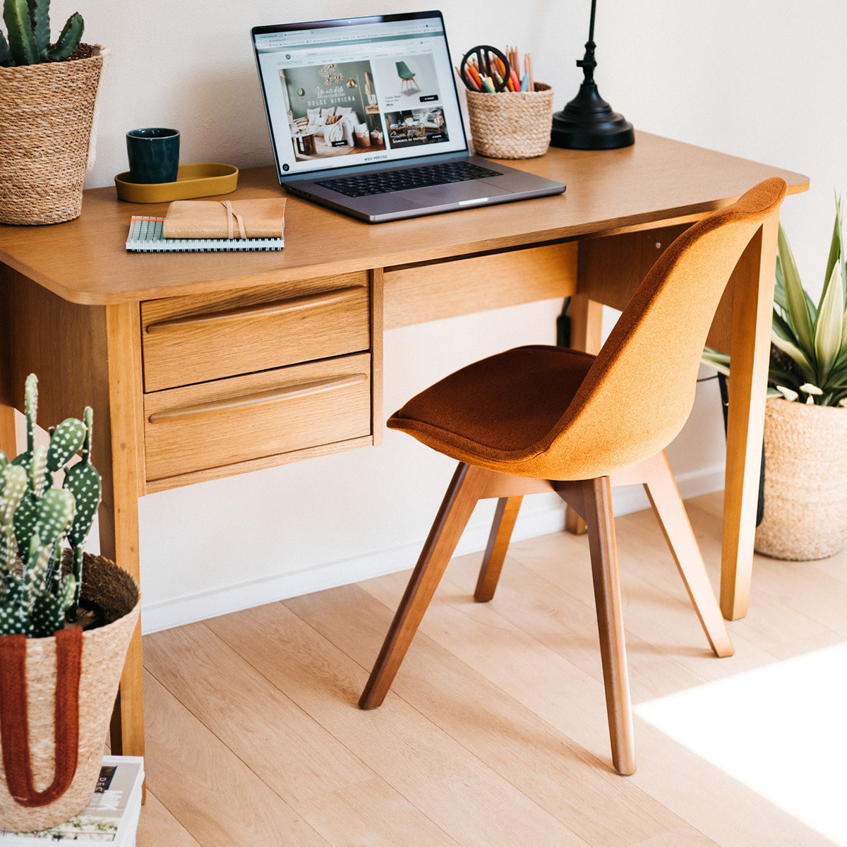 Chaise "Baya" en hêtre 48x55cm ambre