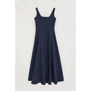 Vestito di jeans blu medio con bretelle, slim fit e logo Polo Club