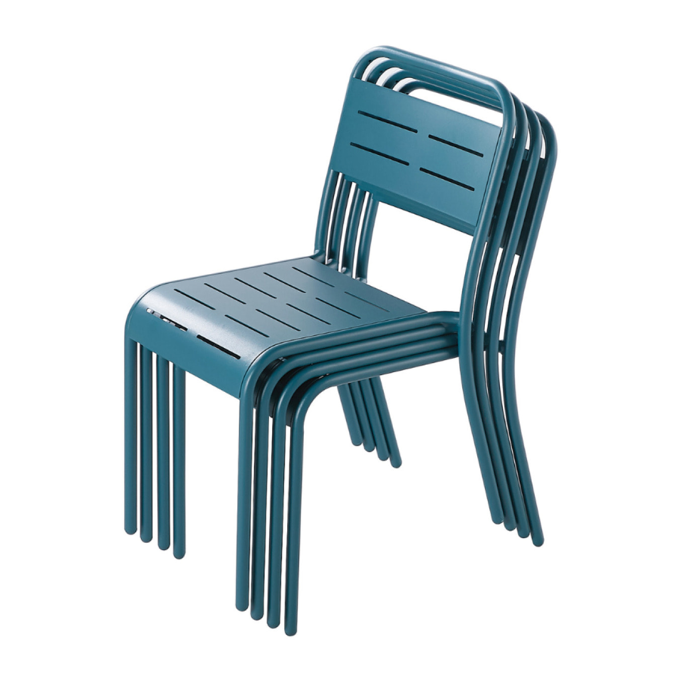 Lot de 4 chaises en acier bleu - EVORA