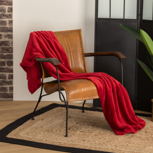 Plaid - microfibre - rouge - 130x180 cm