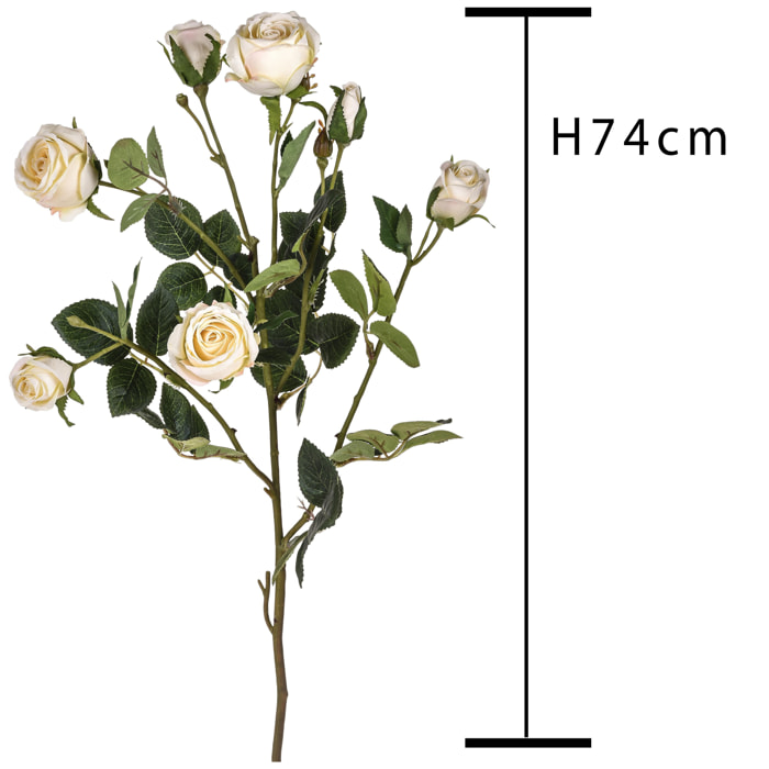 Ramo Con Rosa. Altezza 74 Cm - Pezzi 3 - 6X74X5cm - Colore: Bianco - Bianchi Dino - Fiori Artificiali