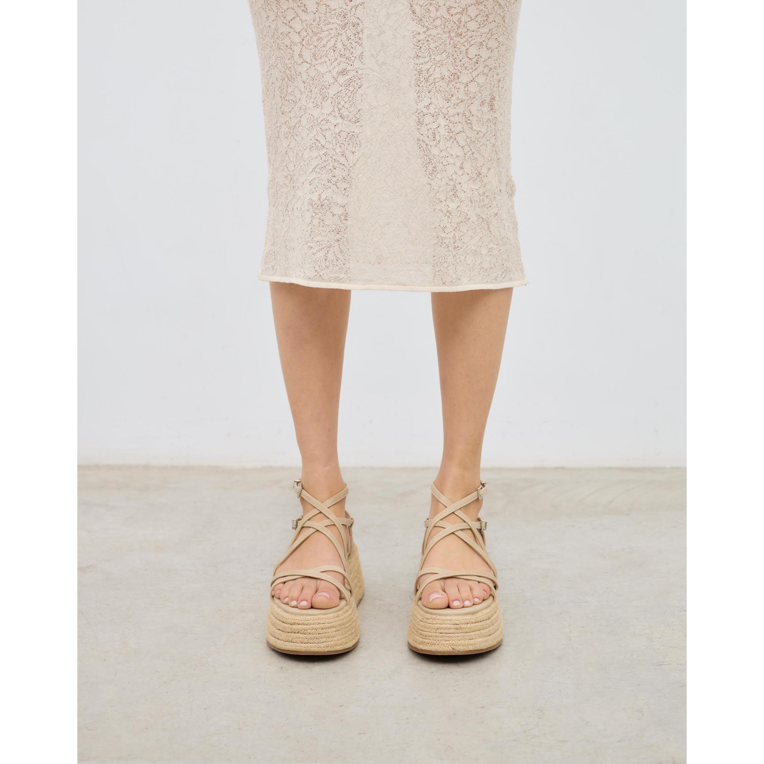 Sandalias de plataforma Zahara Beige 7 cm