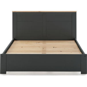 Lit adulte avec tête de lit en bois - NEVEA