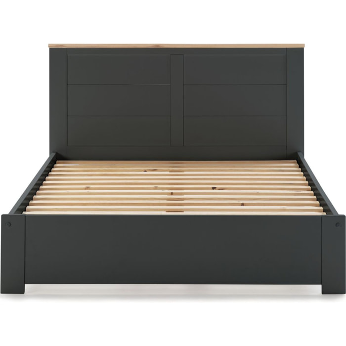 Lit adulte avec tête de lit en bois - NEVEA